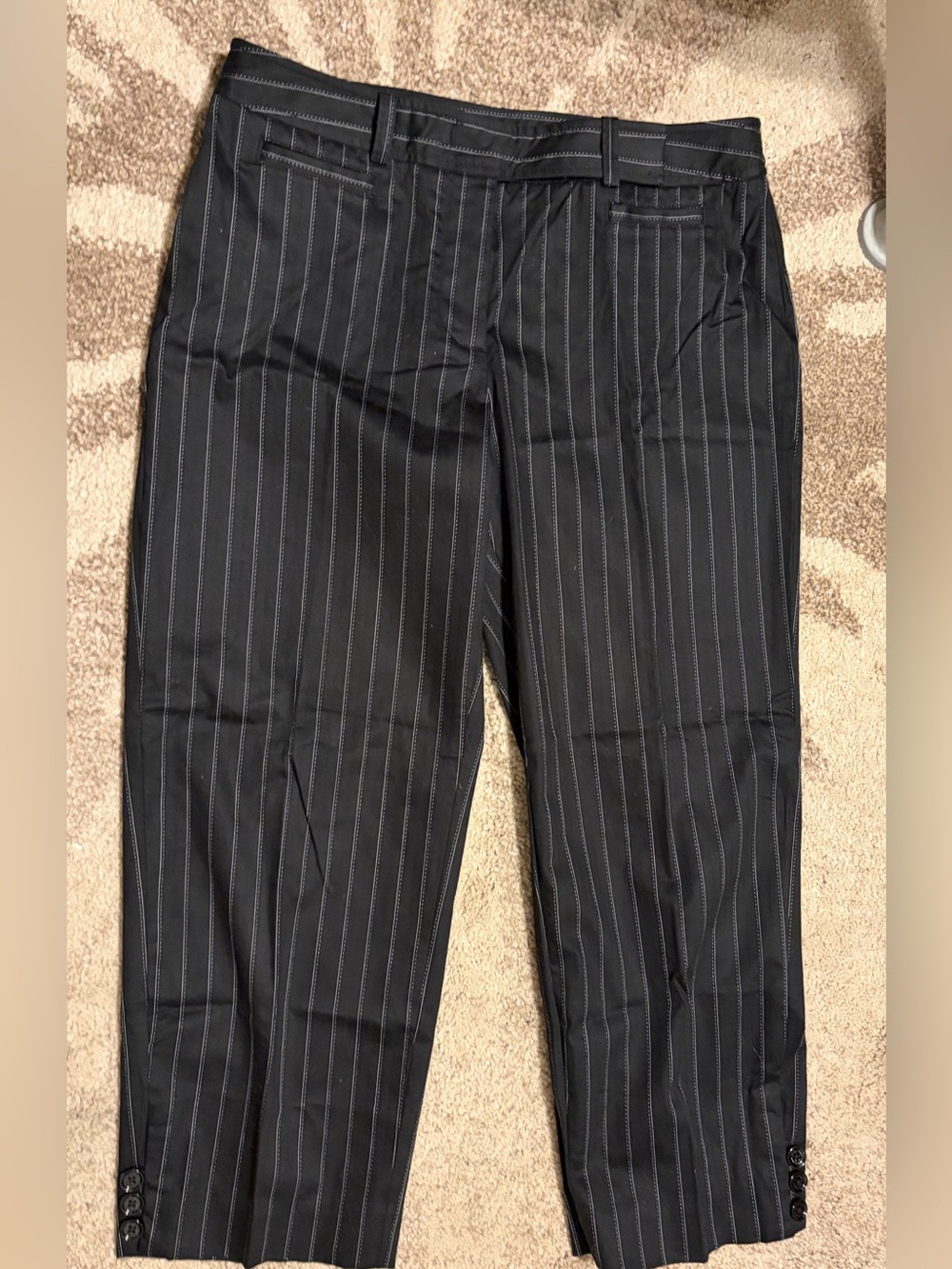 White House Black Market Black Pinstripe Capris Size 6